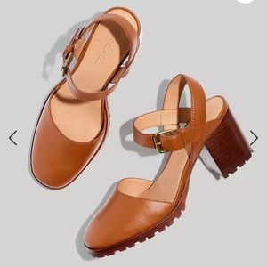 Madewell The Claudie Heeled Lugsole Mary Jane in Leather